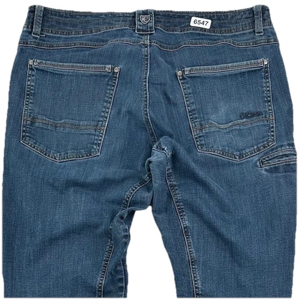 KUHL Mens Distressed RYDR Jeans 38x32 Denim Straight Blue Six Pocket 5141